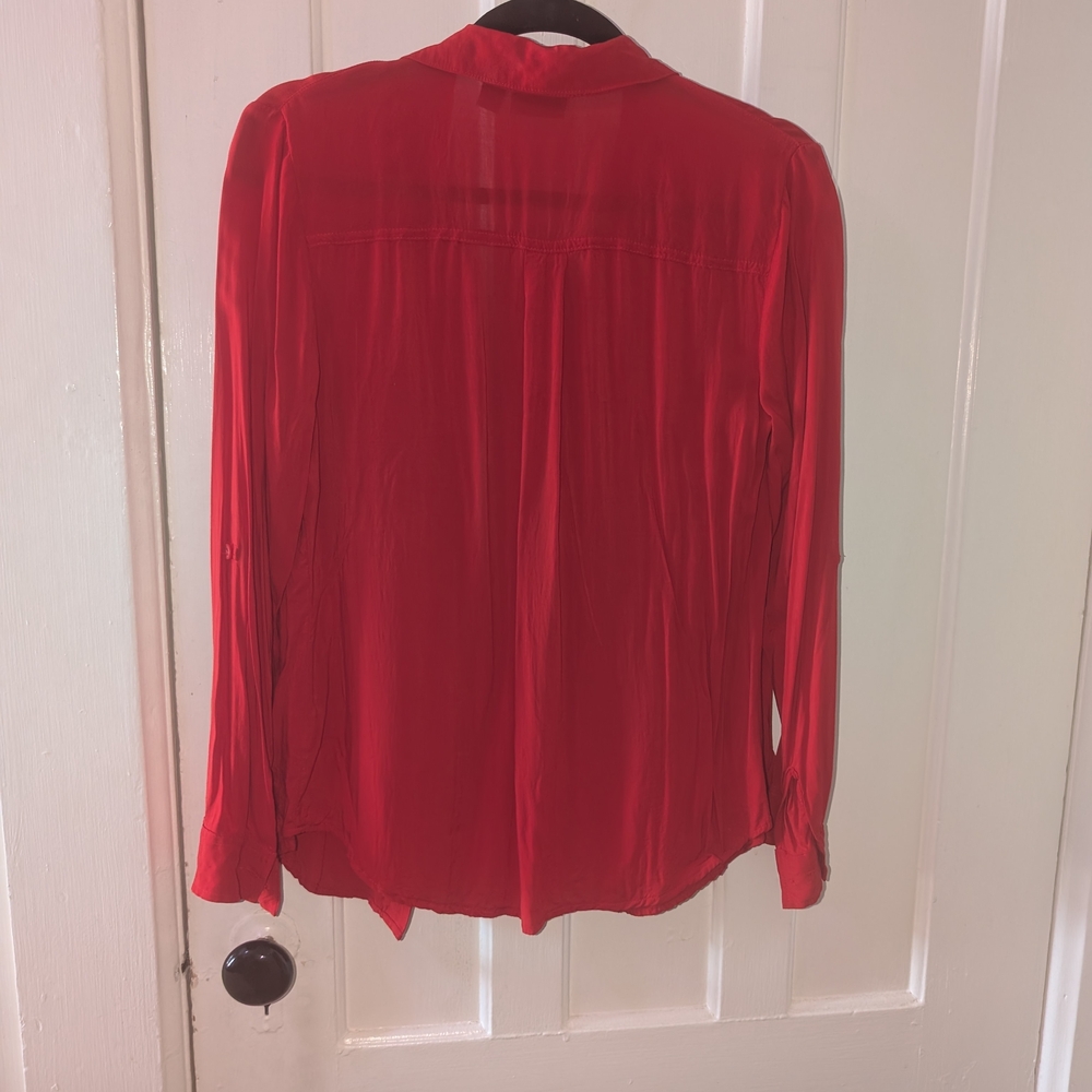Red Button-Up Blouse - Picture 4 of 4